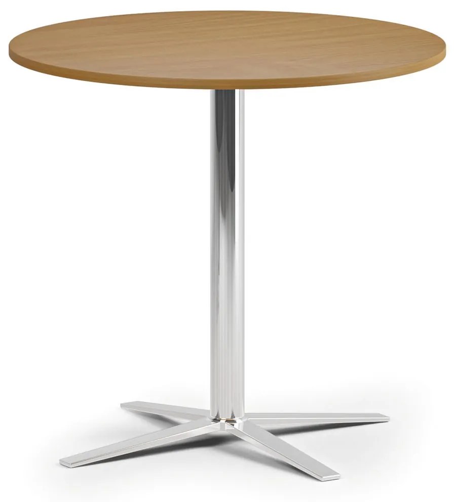 Konferenčný stolík AURA, priemer 80 cm, chróm podnož, buk
