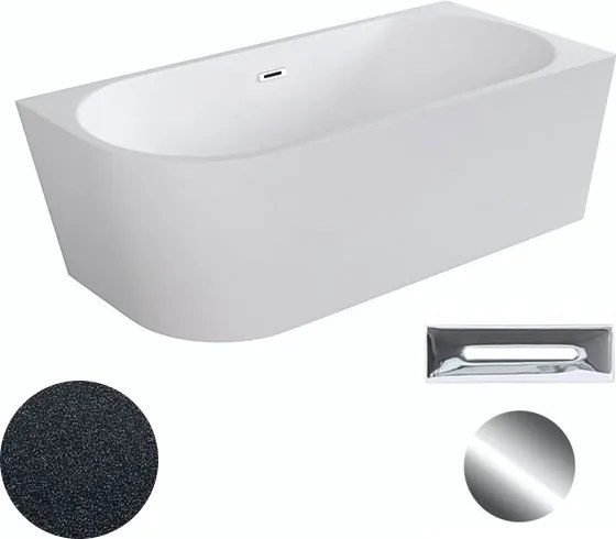Besco Akrylátová voľne stojaca rohová vaňa Zoya Glam G 150x75 (170x80) biela/grafit BESCO-Typ výpuste: Click-Clack s prepadom, grafit, BESCO-Rozmery:…