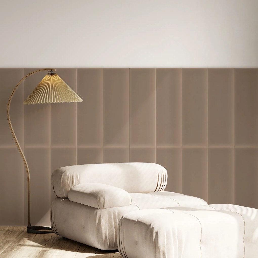 Zamatový čalúnený panel - Obdĺžnik - 90x30cm Farba: Béžová