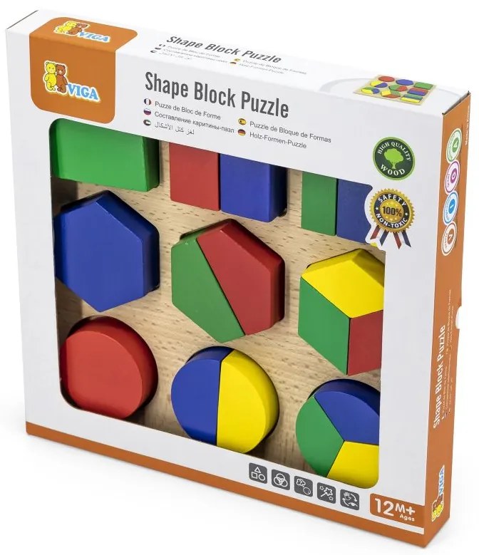 Viga Drevené puzzle - farby a tvary