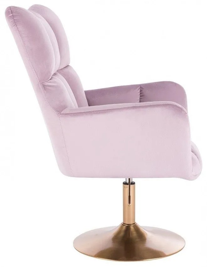 LuxuryForm DESIGN Otočné kreslo AURORA VELUR na zlatom tanieri - levanduľa