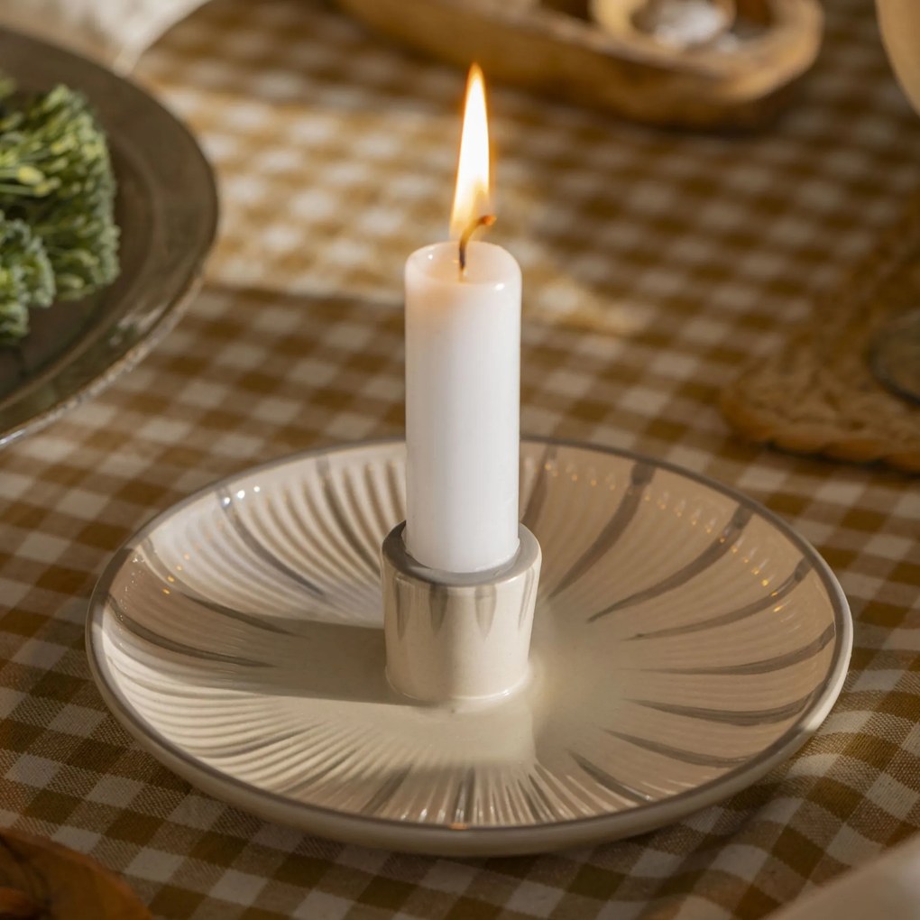 Ib Laursen Porcelánový svietnik Grey stripes