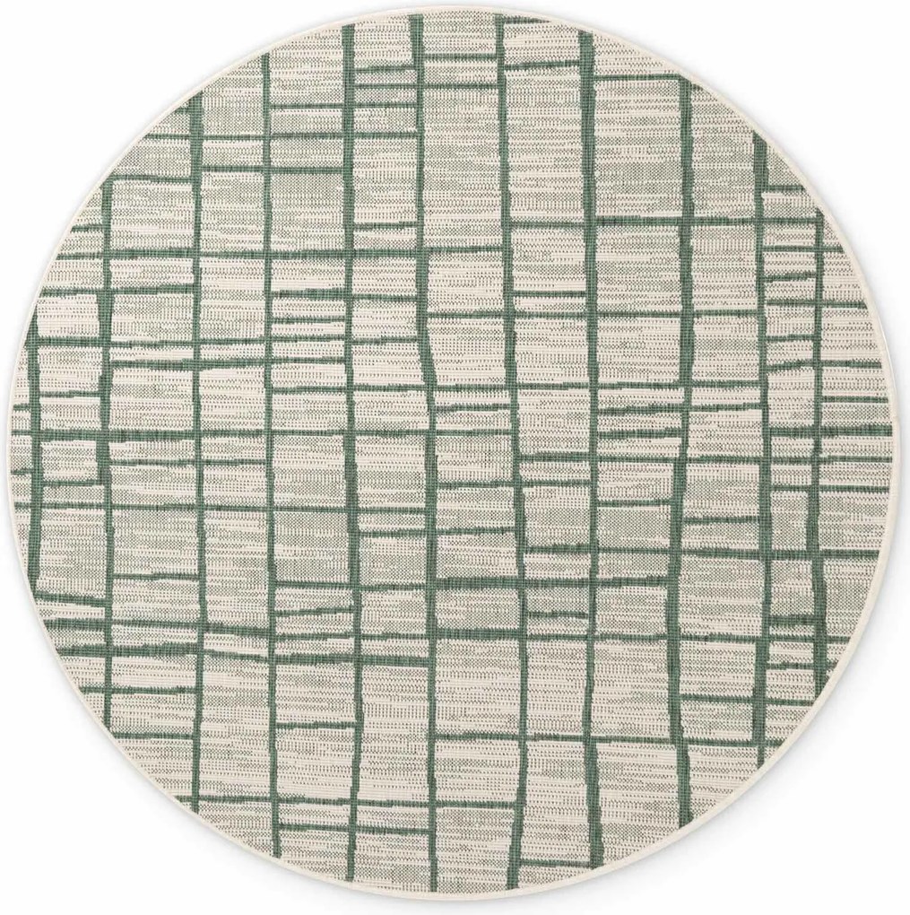 Ted Baker, Kusový koberec Ted Baker Haringey 106389 Green White kruh, 160x160 (priemer) kruh, zelená, chodba / predsieň