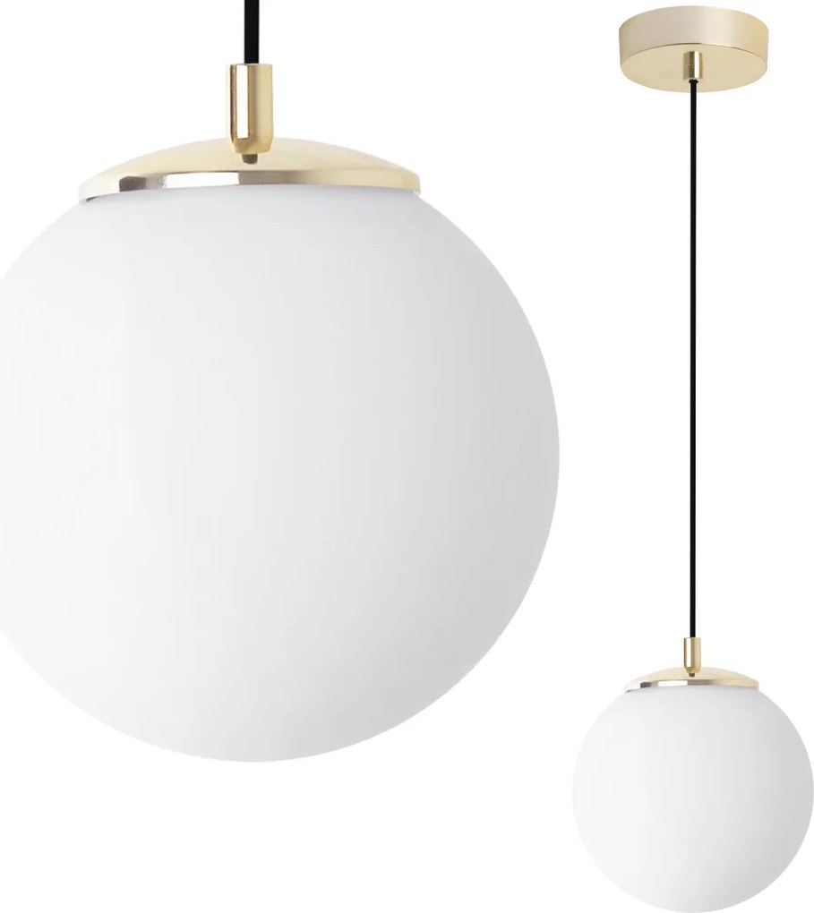 Závesné svietidlo Florence, 1x biele sklenené tienidlo, g/b