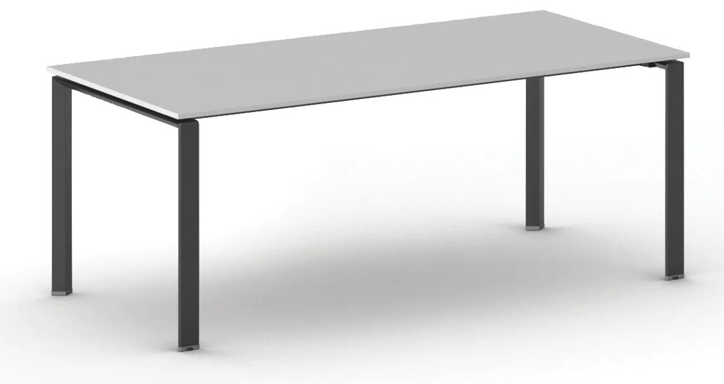 Rokovací kancelársky stôl PRIMO INFINITY, 200x90 cm, čierna podnož, sivá