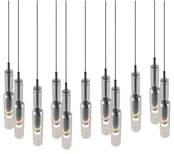 LED závesné svietidlo so skleneným tienidlom v čierno-striebornej farbe Lucent – Trio Select