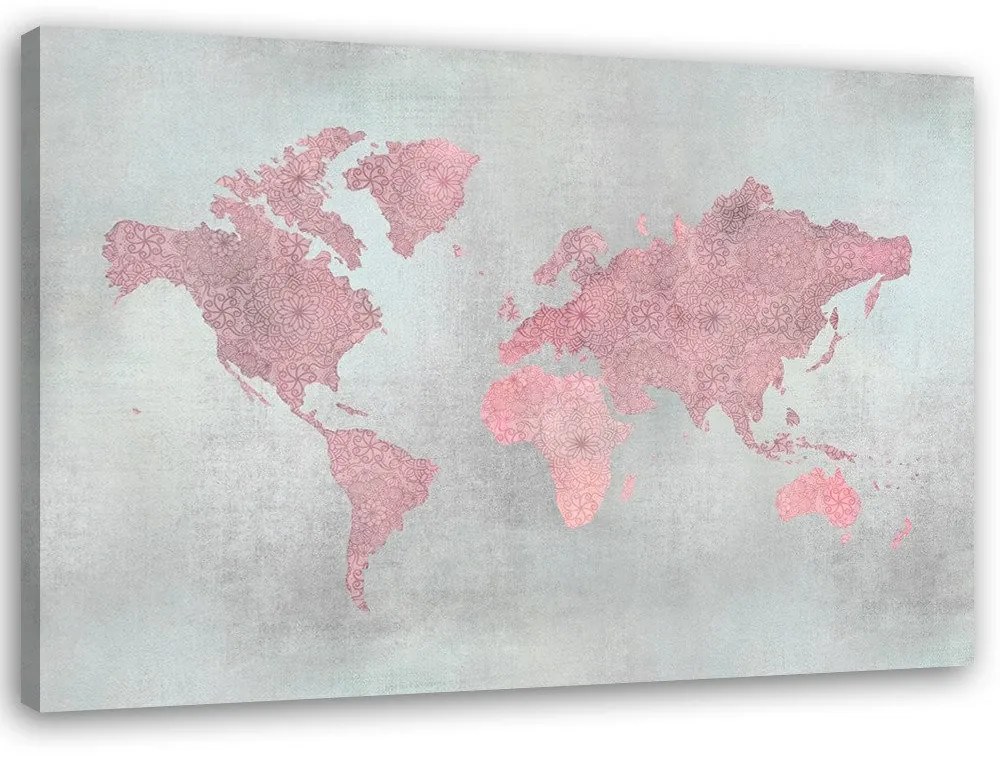 Gario Obraz na plátne Ružová mapa kontinentov - Andrea Haase Rozmery: 90 x 60 cm