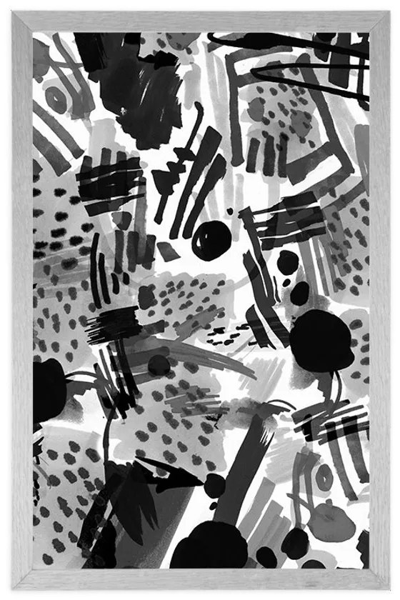 Plagát čiernobiela pop art abstrakcia - 30x45 silver