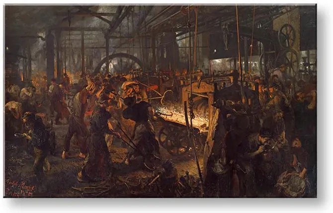 Obraz na plátne Adolph Menzel - Valcovňa železa | rôzne rozmery