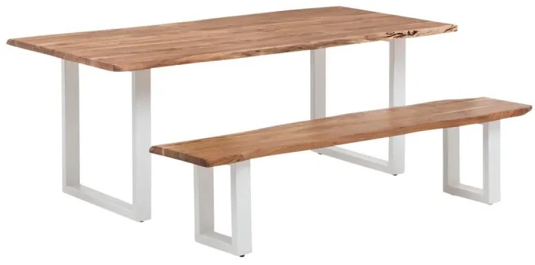 furniture-nabytek.cz - Dřevěná lavice Bullwer akácie bílá 160x40