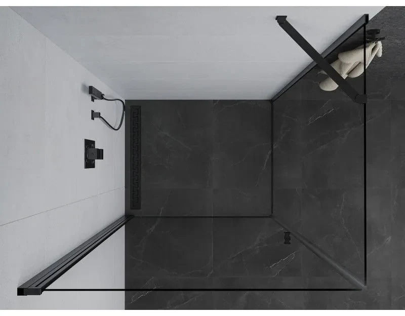 Mexen Pretoria sprchovací kút 70x100cm, 6mm sklo, čierny profil-číre sklo, 852-070-100-70-00