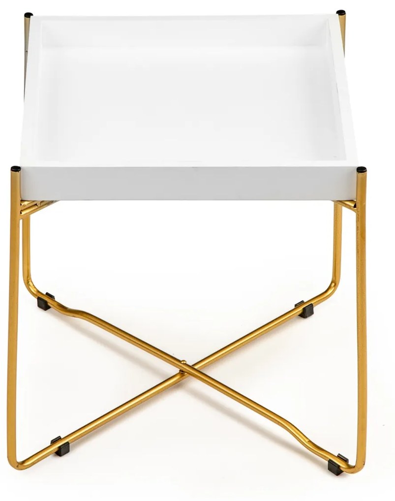 Odkladací stolík LOFT biely/zlatý