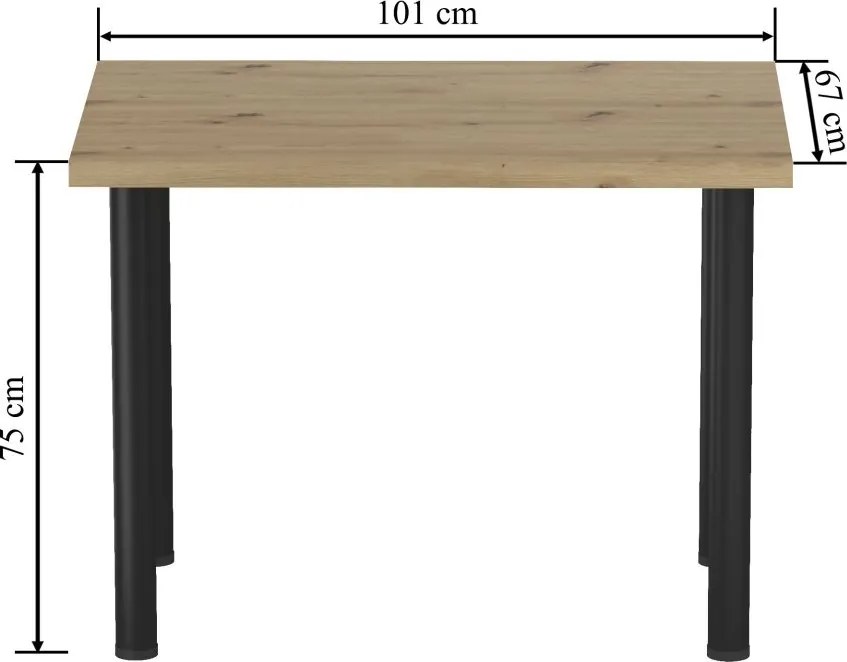 Vintino Jedálenský stôl LUNARO 101 × 67 cm – dub artisan / čierna