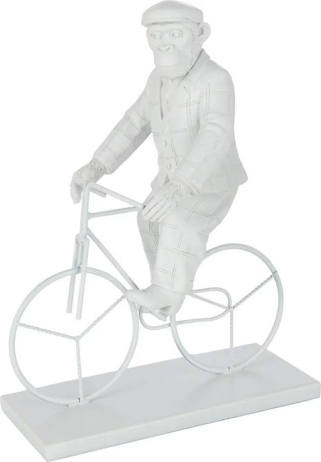 Biela dekorácia opice na bicykli Monkey Bike - 25*13*33 cm