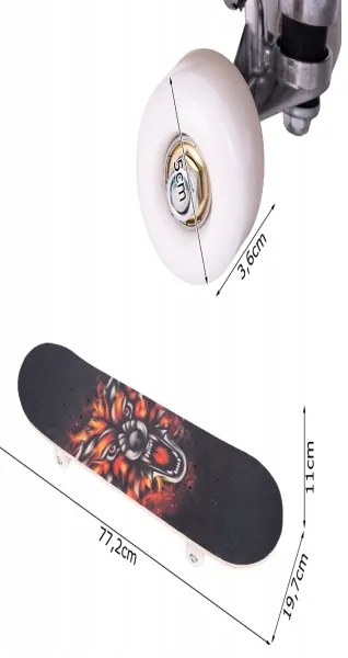 DREVENÝ SKATEBOARD LEV PRE DETI ABEC-5 KOLIESKA 50mm DĹŽKA 77 cm