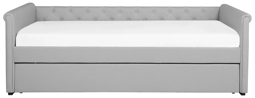 Rozkladacia čalúnená posteľ 80 x 200 cm svetlosivá LIBOURNE Beliani