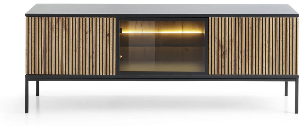 TV stolík Sento s LED osvetlením 154 cm dub wotan/čierny