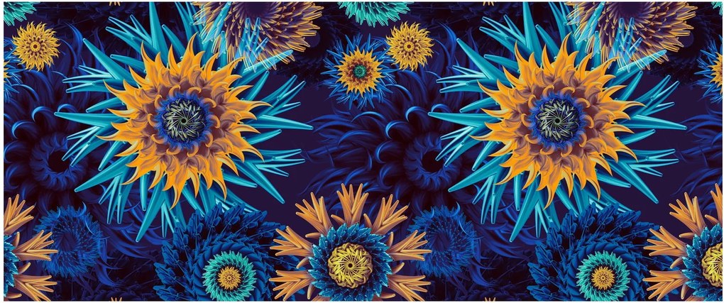 Obraz - 3D kvety (120x50 cm)