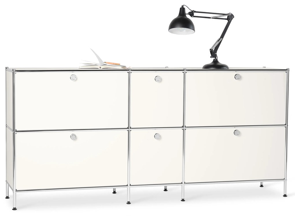 Veľká kovová odkladacia skrinka »CN3« so 6 výklopnými priehradkami, biela