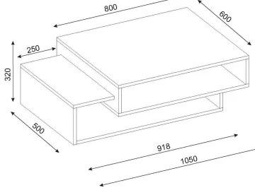 Konferenčný stolík TAB 32x105 cm béžová/biela