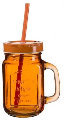 Mäser Oranžový pohár s viečkom a slamkou, 450 ml, Summer Fun
