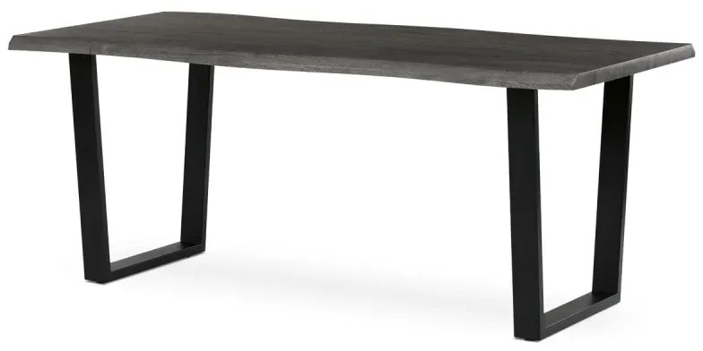 Stůl jídelní, 180x90x75 cm, MDF, kov, šedý dub, černá