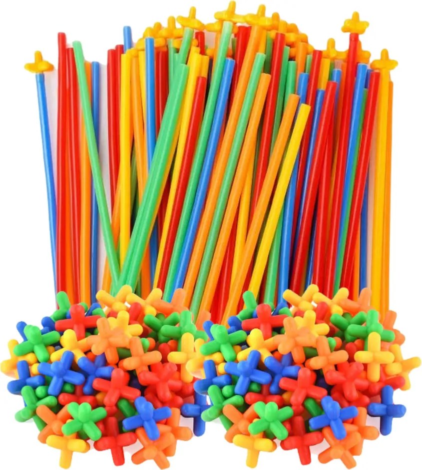 LEAN Toys Stavebné bloky Slamky 3D 4D V kufri Farebné 1000 el.