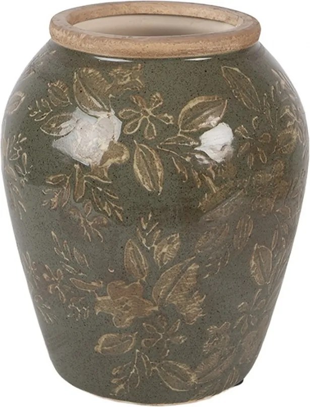Zelená keramická váza s kvetmi Timothée M - Ø 15*18 cm