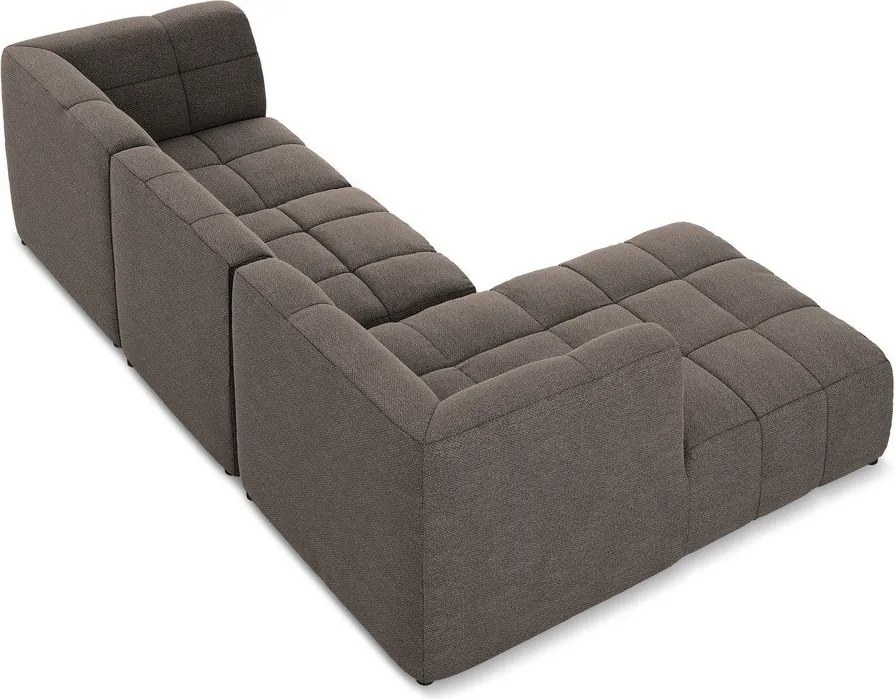 Hnedá rohová pohovka z textílie buklé (ľavý roh/s leňoškou) Aloha – Makamii