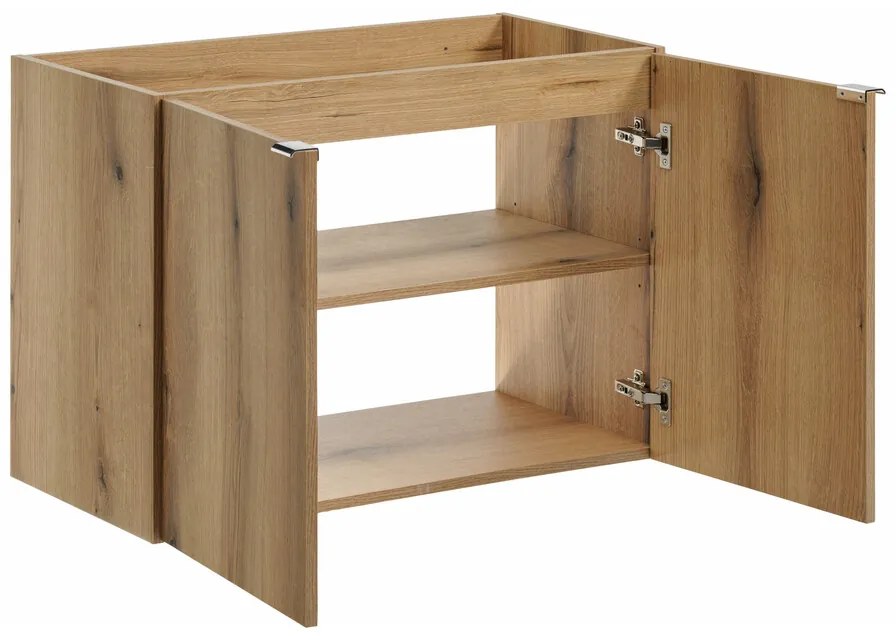 Závesná skrinka pod umývadlo Nova Oak II s doskou 80 cm čierna/dub coast evoke