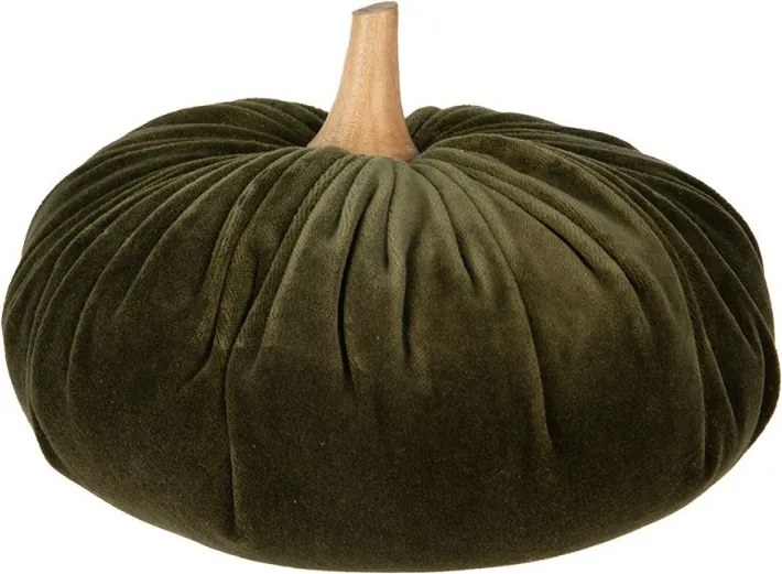 Tmavozelená látková dekorácia tekvice Pumpkin XXL - Ø 25*16 cm