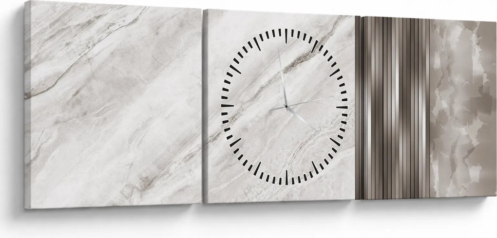 Obraz - Mramor so striebornými linkami (s hodinami) (90x30 cm)