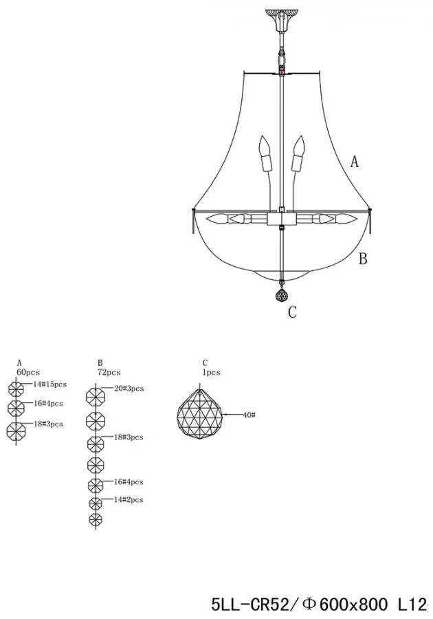 12*E krištáľ luster do obývačky Ø60*85