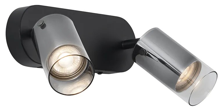 Moderné stropné bodové svietidlo Gunmetal 2-svetlá otočné a nastaviteľné - Drain