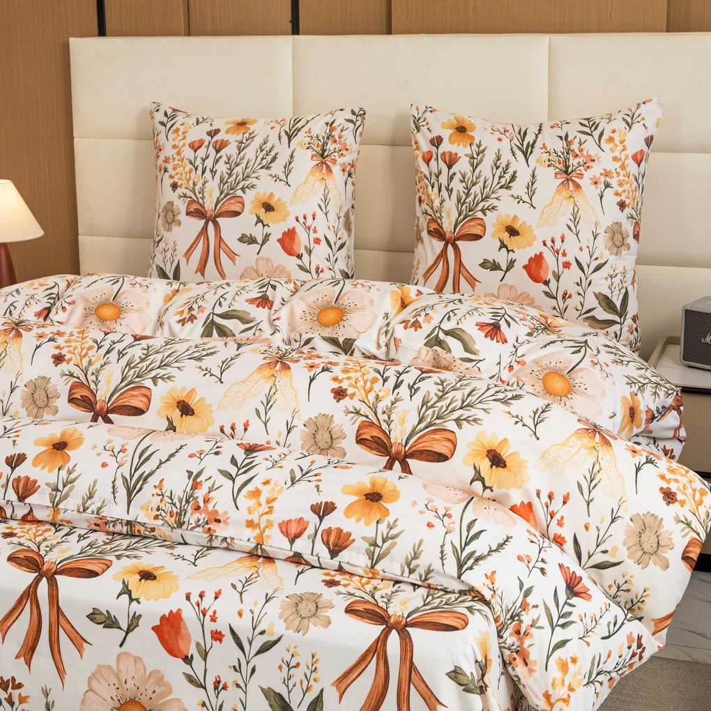 Obliečky z mikrovlákna FLORAL RIBBON krémové Rozmer obliečky: 2 ks 70 x 90 cm | 200 x 220 cm