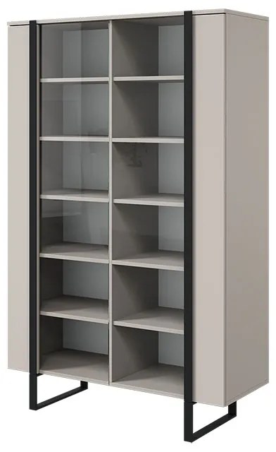 Vitrína Verica 120 cm - kašmír / čierne nožičky