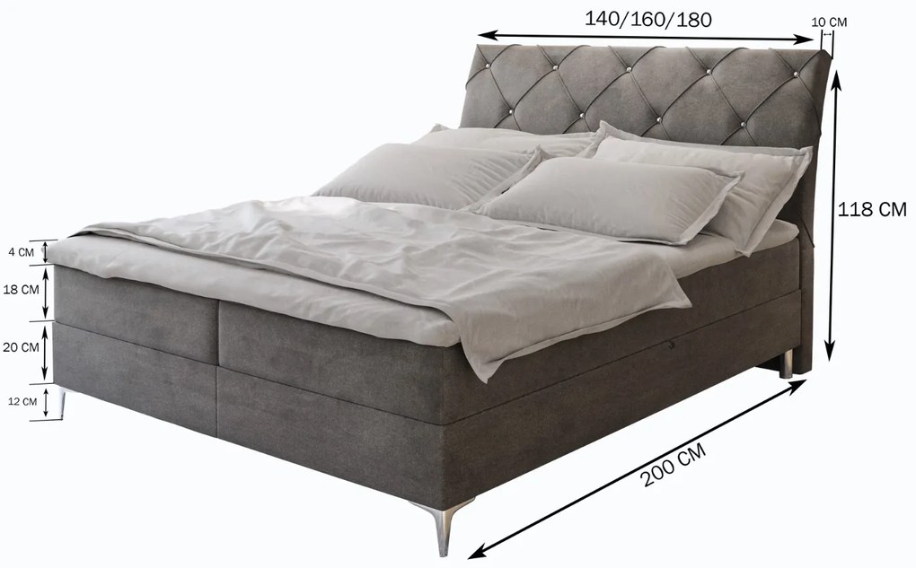 MANŽELSKÁ POSTEĽ ANABEL 140X200 ASTON 2 KRYŠTÁLIKY