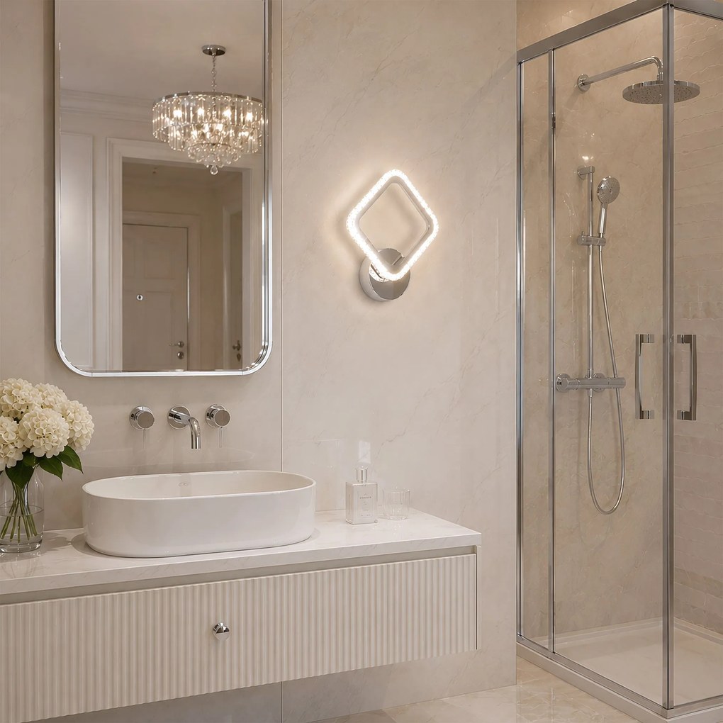Toolight Toolight, LED nástenné svietidlo, 7W, 3000K, 1000 lm, LHJ125-W, chrómová, OSW-03280