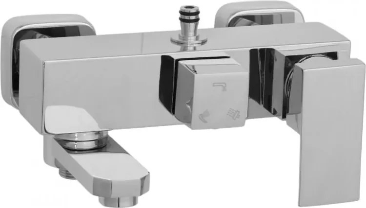 Erga Cube, sprchová batéria s vaňovým výtokom a horným pripojením sprchového stĺpu, 150 mm, chrómová, ERG-YKA-BW.CB-CHR