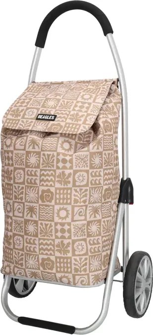 Beagles Béžový kockovaný nákupný vozík na kolieskach “Aluman“