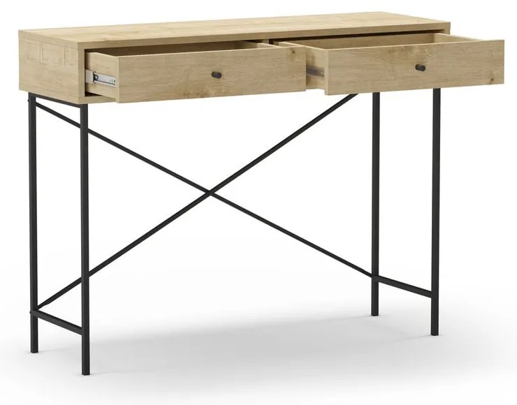 Konzolový stolík s doskou v dubovom dekore v prírodnej farbe 35x110 cm Titan – Marckeric