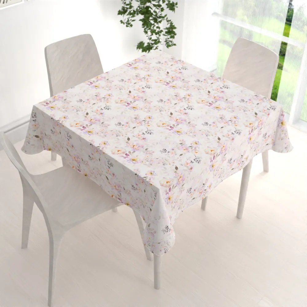 Biante Teflónový štvorcový obrus TF-090 Plané ruže na bielom 40x40 cm
