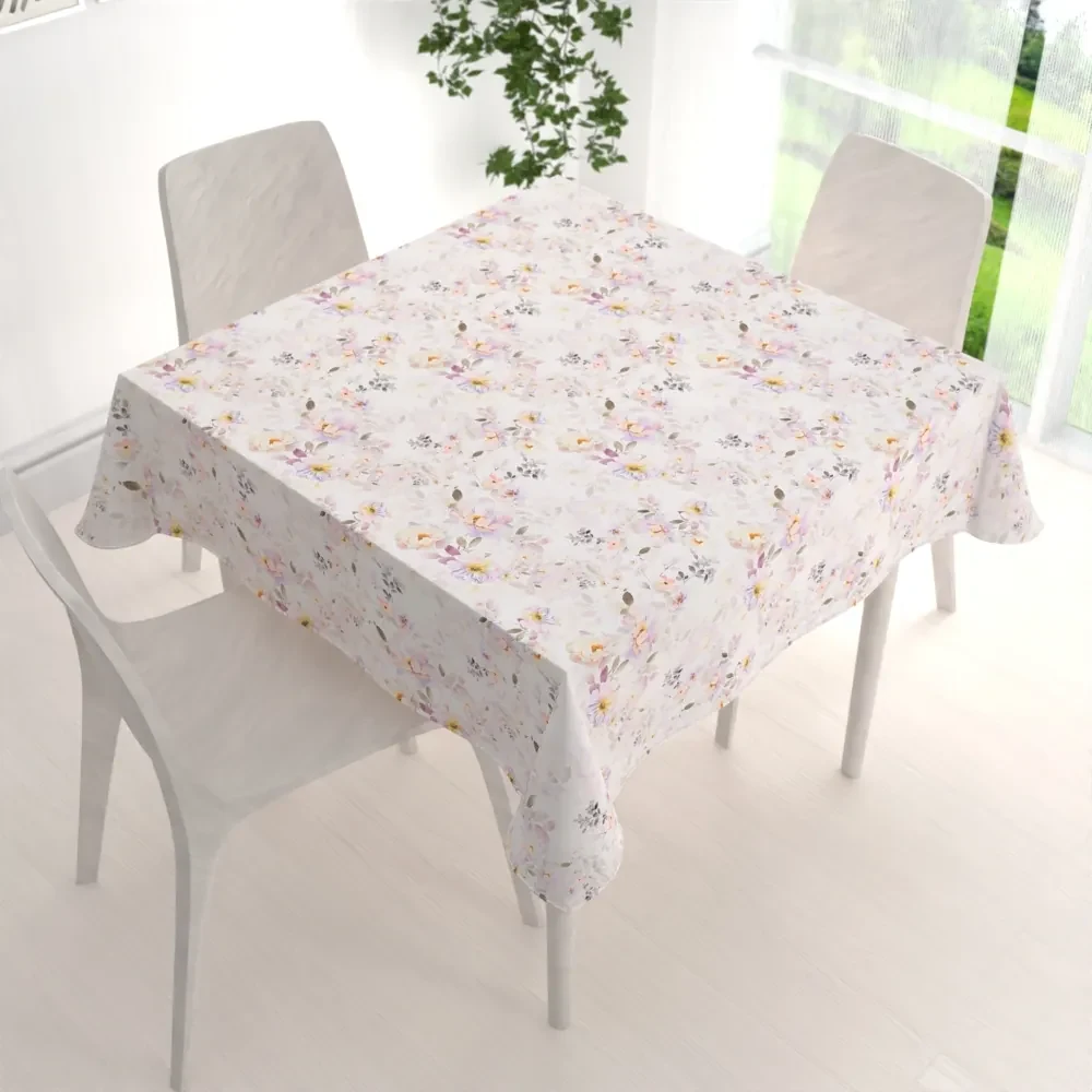 Biante Teflónový štvorcový obrus TF-090 Plané ruže na bielom 80x80 cm