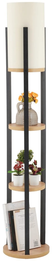 Stojací lampa Nora II černá/přírodní dub