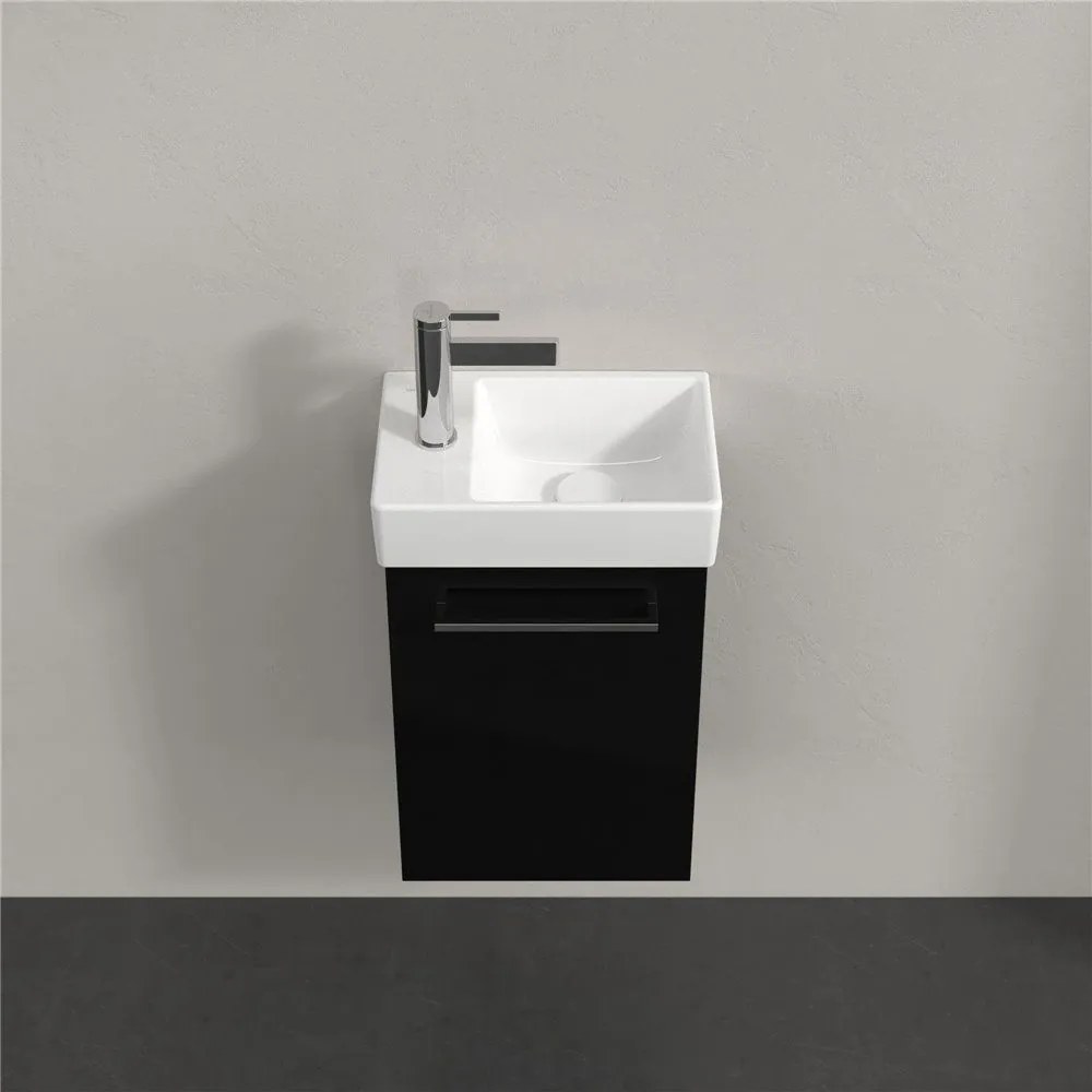 VILLEROY &amp; BOCH Avento závesná skrinka pod umývadielko, 1 dvierka, pánty vpravo, 340 x 202 x 514 mm, Crystal Black, A87601B3