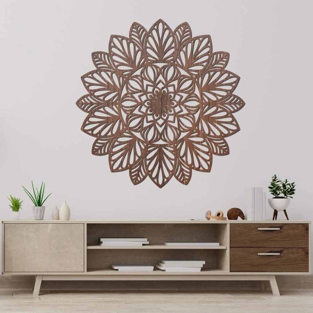 Drevená mandala na stenu | LOTUS: HDF - Orech 20 cm 4402-83848 HDF0255