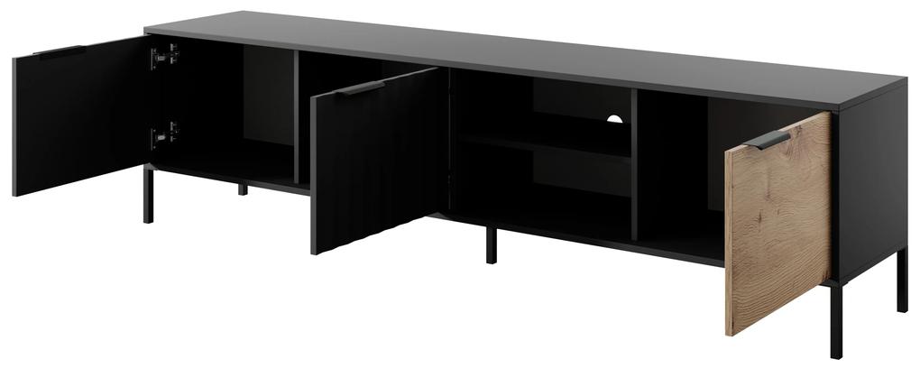 Čierny RTV stolík v dekore dub artisan RAVE 203 3D
