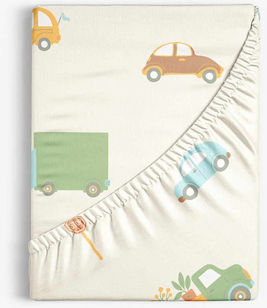 Goldea detská bavlnená napínacia plachta - svet autíčok 80 x 160 cm