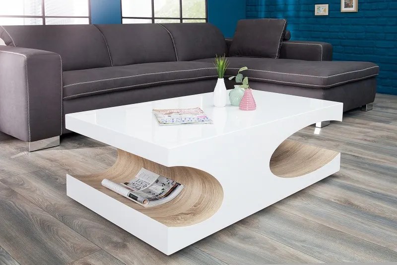 Konferenčný stolík Cube biely lesklý