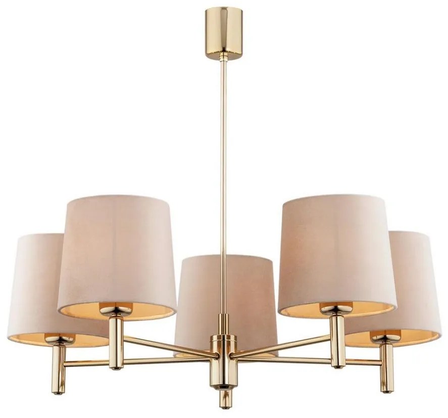 Argon 2105 - Luster na tyči PONTE 5xE27/15W/230V mosadz/béžová